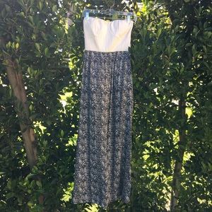 White and Blue Floral Maxi